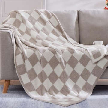 WRENSONGE Checkered Throw Blanket - Lightweight Cozy Fluffy Microfiber - Perfect for Couch, Chair, B...