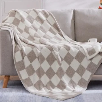 WRENSONGE Checkered Throw Blanket - Lightweight Cozy Fluffy Microfiber - Perfect for Couch, Chair, B...