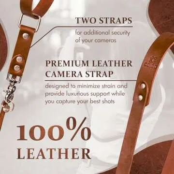 Leather Camera Strap for One Camera - Professional Single Leather Harness Shoulder Strap Quick Release Gear DSLR/SLR