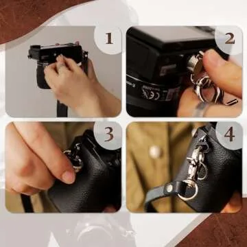 Leather Camera Strap for One Camera - Professional Single Leather Harness Shoulder Strap Quick Release Gear DSLR/SLR