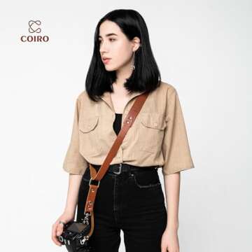 Leather Camera Strap for One Camera - Professional Single Leather Harness Shoulder Strap Quick Release Gear DSLR/SLR