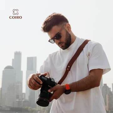 Leather Camera Strap for One Camera - Professional Single Leather Harness Shoulder Strap Quick Release Gear DSLR/SLR