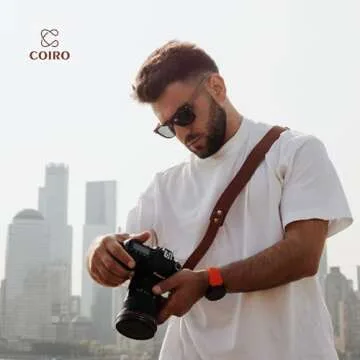 Leather Camera Strap for One Camera - Professional Single Leather Harness Shoulder Strap Quick Release Gear DSLR/SLR