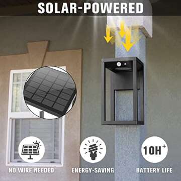 BRIMMEL Solar Porch Lights Outdoor, Dusk to Dawn Motion Sensor Lights Waterproof, 2 Pack Solar Wall ...