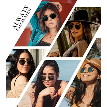 KALIYADI Sunglasses for Women and Men Polarized Hexagon Womens- Sunglasses Trendy Metal Frame UV Protection (Gold Frame Grey Lens)