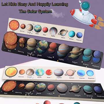 Solar System Puzzles for Kids Age 3-5,Wooden Space Jigsaw Planets Preschool Education Learning Montessori Toys for Toddlers Baby Boy Girl,Christmas Birthday Gifts