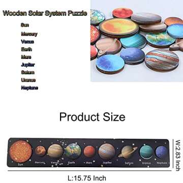Solar System Puzzles for Kids Age 3-5,Wooden Space Jigsaw Planets Preschool Education Learning Montessori Toys for Toddlers Baby Boy Girl,Christmas Birthday Gifts