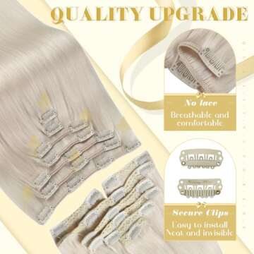 Ve Sunny Blonde Clip in Hair Extensions Human Hair Clip in Extensions Platinum Blonde Clip in Hair E...