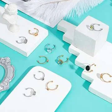 DICOSMETIC 24Pcs 3 Sizes Cuff Pad Ring Settings 2 Colors Flat Round Golden Ring Blank Base 4/6/8mm Tray Round Ring Pad Finger Ring Bezels Stainless Steel Ring for DIY Jewelry Ring Making