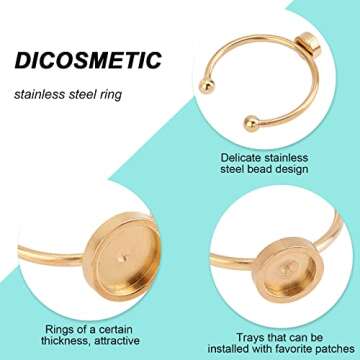 DICOSMETIC 24Pcs 3 Sizes Cuff Pad Ring Settings 2 Colors Flat Round Golden Ring Blank Base 4/6/8mm Tray Round Ring Pad Finger Ring Bezels Stainless Steel Ring for DIY Jewelry Ring Making