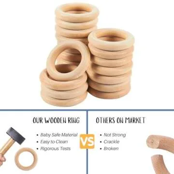 Baby Teething Toys - Safe Silicone Chewable Teethers with Wood Ring