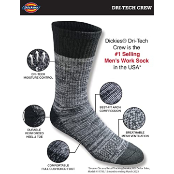 Dickies Men’s Dri-Tech Moisture Control Crew Socks
