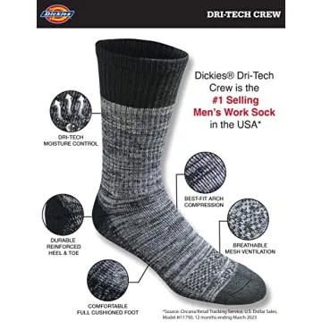 Dickies Men’s Dri-Tech Moisture Control Crew Socks