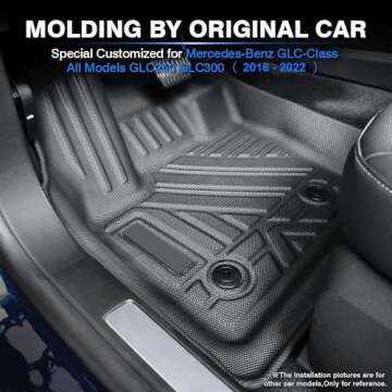 KUST Custom Fit Floor Mats for 2016-2022 Mercedes Benz GLC Class All Models GLC300 GLC250 All Weather Floor Mat Liners 1st & 2nd Row Liner Black