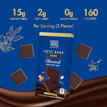ChocZero Keto Bark Dark Chocolate Almonds Sugar Free