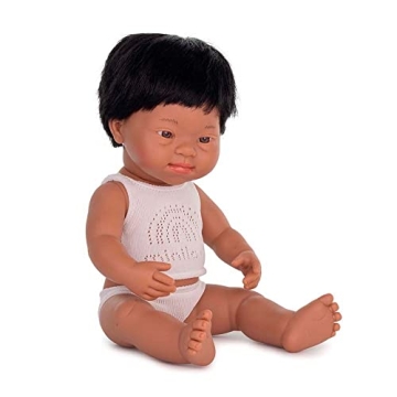 Miniland Doll 15'' Hispanic Boy with Down Syndrome - Quality, Inclusion, Anatomically Correct