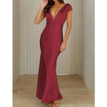 Halfisland Summer Satin V Neck Dress for Elegant Occasions