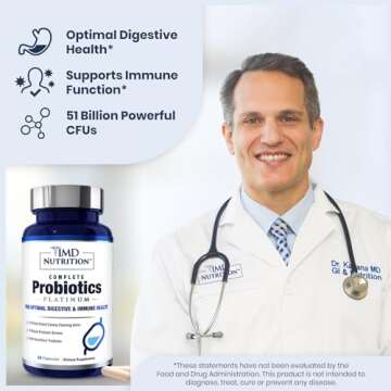 1MD Nutrition Complete Probiotics Platinum - w/Prebiotics and Probiotics for Digestive Health - Prob...
