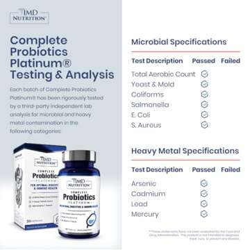 1MD Nutrition Complete Probiotics Platinum - w/Prebiotics and Probiotics for Digestive Health - Probiotic Supplement for Women & Men - More Than 50 Billion Live CFU 11 Strains Dairy-Free - 30 Caps