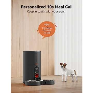 WOPET Automatic Cat Feeders 2 Cats-(𝟮𝟬𝟮𝟰 𝗨𝗽𝗴𝗿𝗮𝗱𝗲) Timed Cat Feeder with Stainless Steel Bowl, Programmable 1-6 Meals Control, Dual Power Supply, Automatic Pet Feeder for Dogs and Cats