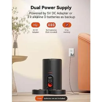 WOPET Automatic Cat Feeders 2 Cats-(𝟮𝟬𝟮𝟰 𝗨𝗽𝗴𝗿𝗮𝗱𝗲) Timed Cat Feeder with Stainless Steel Bowl, Programmable 1-6 Meals Control, Dual Power Supply, Automatic Pet Feeder for Dogs and Cats