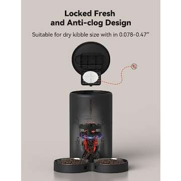 WOPET Automatic Cat Feeders 2 Cats-(𝟮𝟬𝟮𝟰 𝗨𝗽𝗴𝗿𝗮𝗱𝗲) Timed Cat Feeder with Stainless Steel Bowl, Programmable 1-6 Meals Control, Dual Power Supply, Automatic Pet Feeder for Dogs and Cats