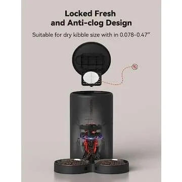 WOPET Automatic Cat Feeders 2 Cats-(𝟮𝟬𝟮𝟰 𝗨𝗽𝗴𝗿𝗮𝗱𝗲) Timed Cat Feeder with Stainless Steel Bowl, Programmable 1-6 Meals Control, Dual Power Supply, Automatic Pet Feeder for Dogs and Cats