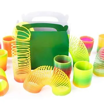 Super Z Outlet Classic Novelty Colorful Rainbow Neon Plastic Spring Toy for Birthday Party Favors, Bag Fillers, Gift (12 Pack)