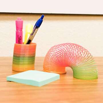 Super Z Outlet Classic Novelty Colorful Rainbow Neon Plastic Spring Toy for Birthday Party Favors, Bag Fillers, Gift (12 Pack)