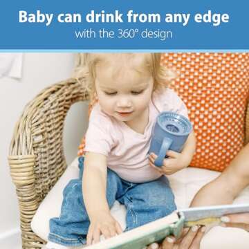 Dr. Brown's Milestones Cheers 360 Cup Spoutless Transition Cup with Handles for Easy Grip & Leak-Fre...