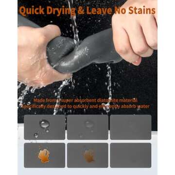 Hotmir Dish Drying Mat for Kitchen-Counter:Super Absorbent Coffee Mat Hide Stain Dish Mat Drying Kitchen Mat | Non Slip Rubber Backed Dish Drying Matt Kitchen Counter for Dish Rack Mat & Coffee Bar