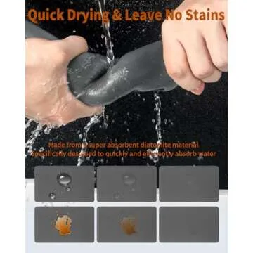 Hotmir Dish Drying Mat for Kitchen-Counter:Super Absorbent Coffee Mat Hide Stain Dish Mat Drying Kitchen Mat | Non Slip Rubber Backed Dish Drying Matt Kitchen Counter for Dish Rack Mat & Coffee Bar