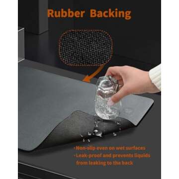 Hotmir Dish Drying Mat for Kitchen-Counter:Super Absorbent Coffee Mat Hide Stain Dish Mat Drying Kitchen Mat | Non Slip Rubber Backed Dish Drying Matt Kitchen Counter for Dish Rack Mat & Coffee Bar