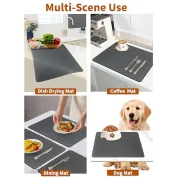 Hotmir Dish Drying Mat for Kitchen-Counter:Super Absorbent Coffee Mat Hide Stain Dish Mat Drying Kitchen Mat | Non Slip Rubber Backed Dish Drying Matt Kitchen Counter for Dish Rack Mat & Coffee Bar