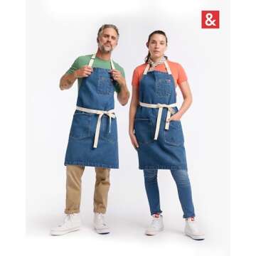 hedley & bennett Essential Apron - Professional Chef Apron with Pockets - Kitchen Apron for Men - Grilling Apron - Chef Aprons for Men - Apron for Women - 8oz 100% Cotton Denim Fabric - Georgia Blue