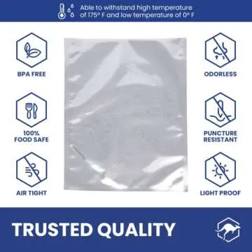 Wallaby 100ct Multi-Size Mylar Bags, 400cc Oxygen Absorbers, 10 Mil Thick, 1-Gal 10x14, 1-Qt 8x12, 1/2-Pt 6x8, Heat-Sealable, Airtight, Flat, Silver, for Long-Term Food Storage.