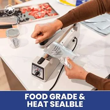 Wallaby 100ct Multi-Size Mylar Bags, 400cc Oxygen Absorbers, 10 Mil Thick, 1-Gal 10x14, 1-Qt 8x12, 1/2-Pt 6x8, Heat-Sealable, Airtight, Flat, Silver, for Long-Term Food Storage.