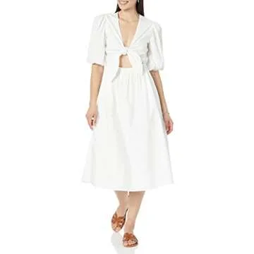 The Drop Women's Prisha Cutout Poplin Midi Dress, White, 4X, Plus Size
