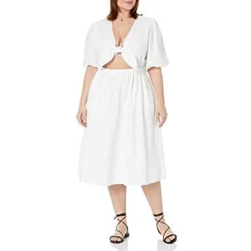 The Drop Women's Prisha Cutout Poplin Midi Dress, White, 4X, Plus Size