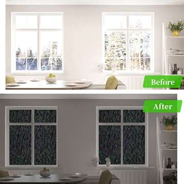 QHY Sunshine Total Blackout Window Film Privacy， Frosted Glass Window Film，Black Window Tint， ...