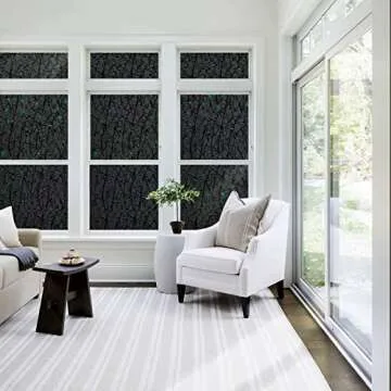 QHY Sunshine Total Blackout Window Film Privacy， Frosted Glass Window Film，Black Window Tint， No Glue， Detachable, no Marks, Suitable for Repeated use (Black, 17.5 in X 78.7 in)