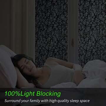 QHY Sunshine Total Blackout Window Film Privacy， Frosted Glass Window Film，Black Window Tint， No Glue， Detachable, no Marks, Suitable for Repeated use (Black, 17.5 in X 78.7 in)