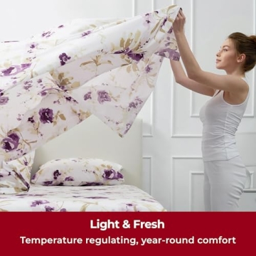 Mellanni King Sheets Set - 4 PC Iconic Collection Bedding - Hotel Luxury, Extra Soft, Cooling Bed Sheets - Wrinkle, Fade, Stain Resistant (King, Madison Purple)