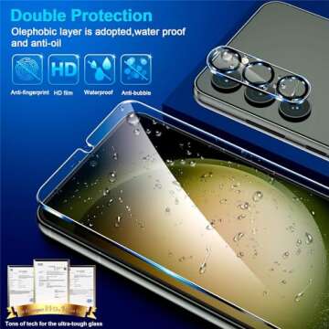 Quality 3 Pack Screen & Lens Protectors for Galaxy S23 Plus