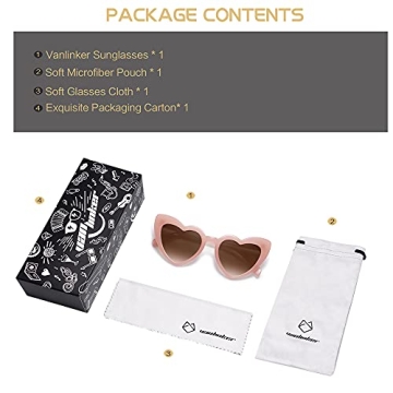 Shop Stylish VANLINKER Heart-Shaped Sunglasses Today!