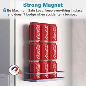 Thipoten Magnetic Spice Rack, Strong Magnetic Shelf with 2 Removable Hooks, Perfect Space Saver for Small Kitchen/Apartment, Awesome Metal Cabinet for Holding Spices, Jars, Bottle, Beve(Grey, 2Pack)