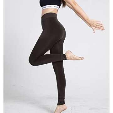 Romastory Winter Warm Women Elastic Leggings Pants Fleece Lined Thick Tights S/M Size (Coffee)