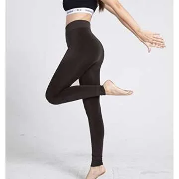 Romastory Winter Warm Women Elastic Leggings Pants Fleece Lined Thick Tights S/M Size (Coffee)