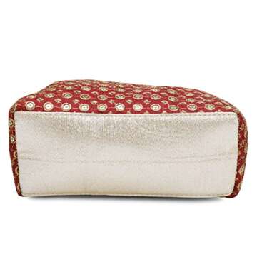 Indian Ethnic Designer Embroidered Silk Potli Bag Batwa Pearls Handle Purse (Maroon)