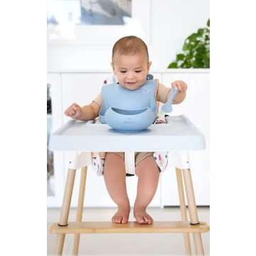 Nibble and Rest Woodsi Footsi Highchair Footrest for IKEA Antilop, Bamboo Wooden Footrest, Height Adjustable, High Chair Accessories,Suitable Footstool with Rounded Corners